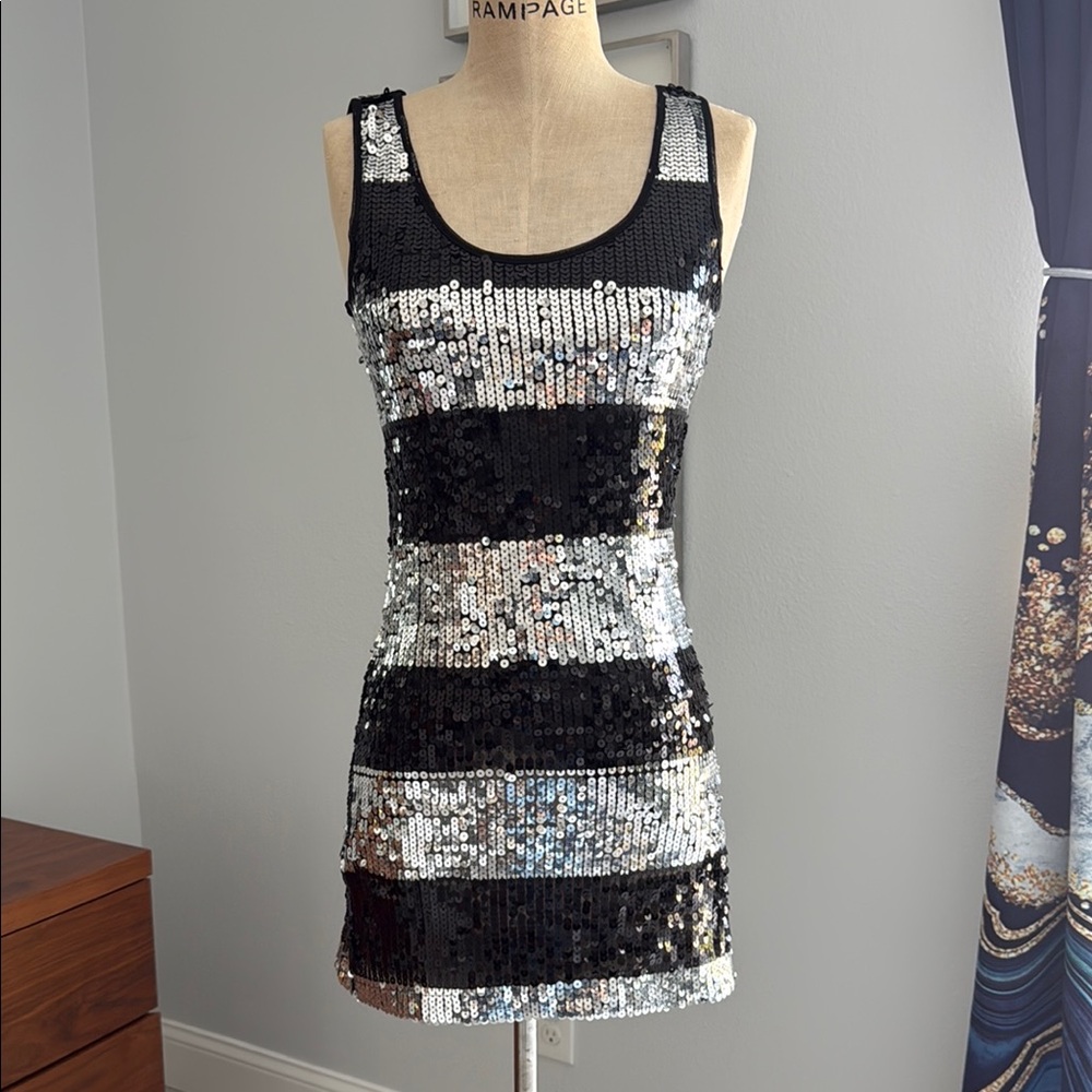 Sexy Black and Silver Sequin Dress size S
